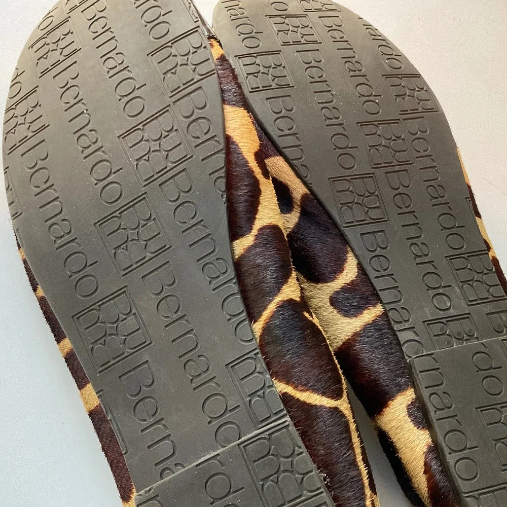 BERNARDO Ballet Buckle Calf Hair Animal Print Flats Size 9